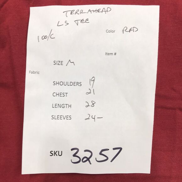 TERRITORY AHEAD Shirt Men M Red Long Sleeve Tee 100% Cotton Base Layer Outdoor - Picture 9 of 9